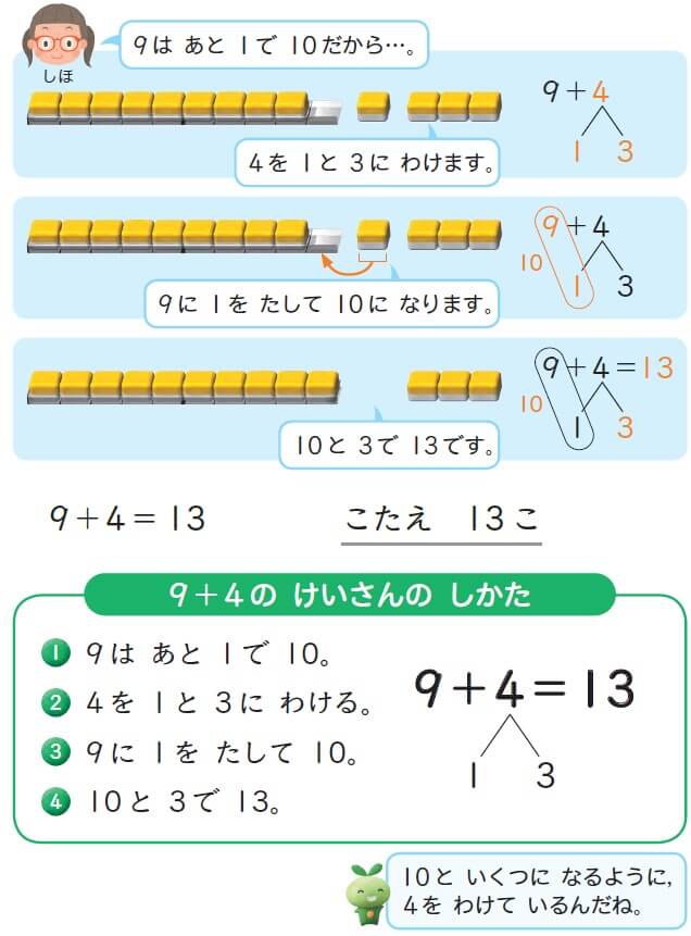 1年 くりあがりのある足し算 10といくつ を意識して Math Connect 東京書籍 先生のための算数数学ポータルサイト