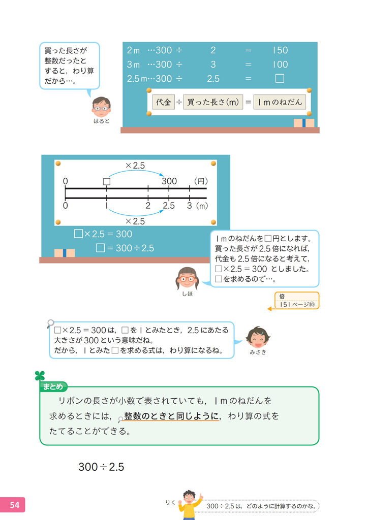 5年 わり算の性質と数直線の図を大切にして Math Connect 東京書籍 先生のための算数数学ポータルサイト