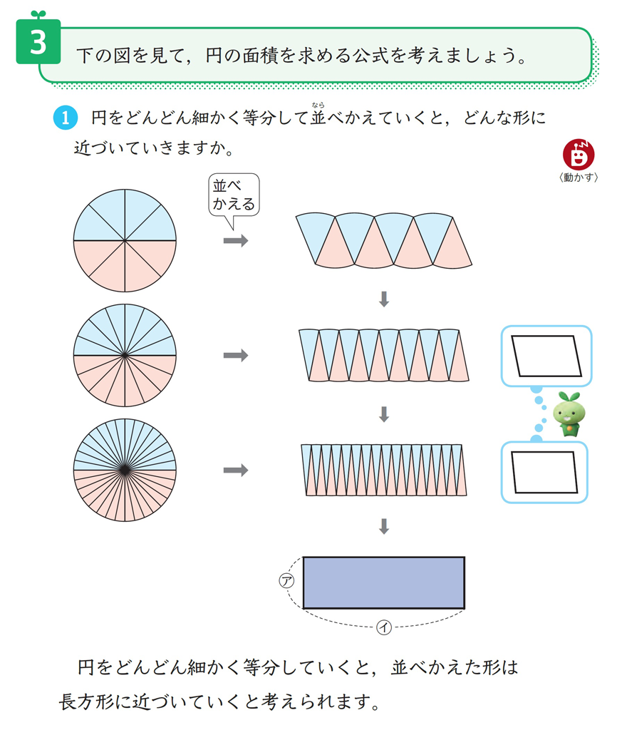 6年 円の面積を求める公式をつくる デジタルコンテンツの活用 Math Connect 東京書籍 先生のための算数数学ポータルサイト