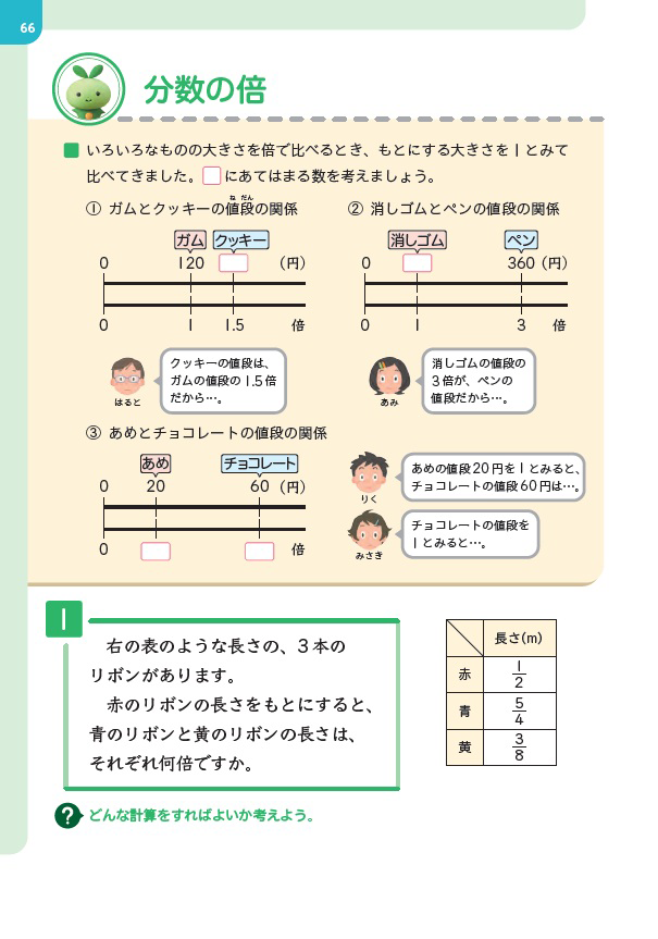 【6年分数の倍】倍の意味を統合的にとらえる~分数倍~01